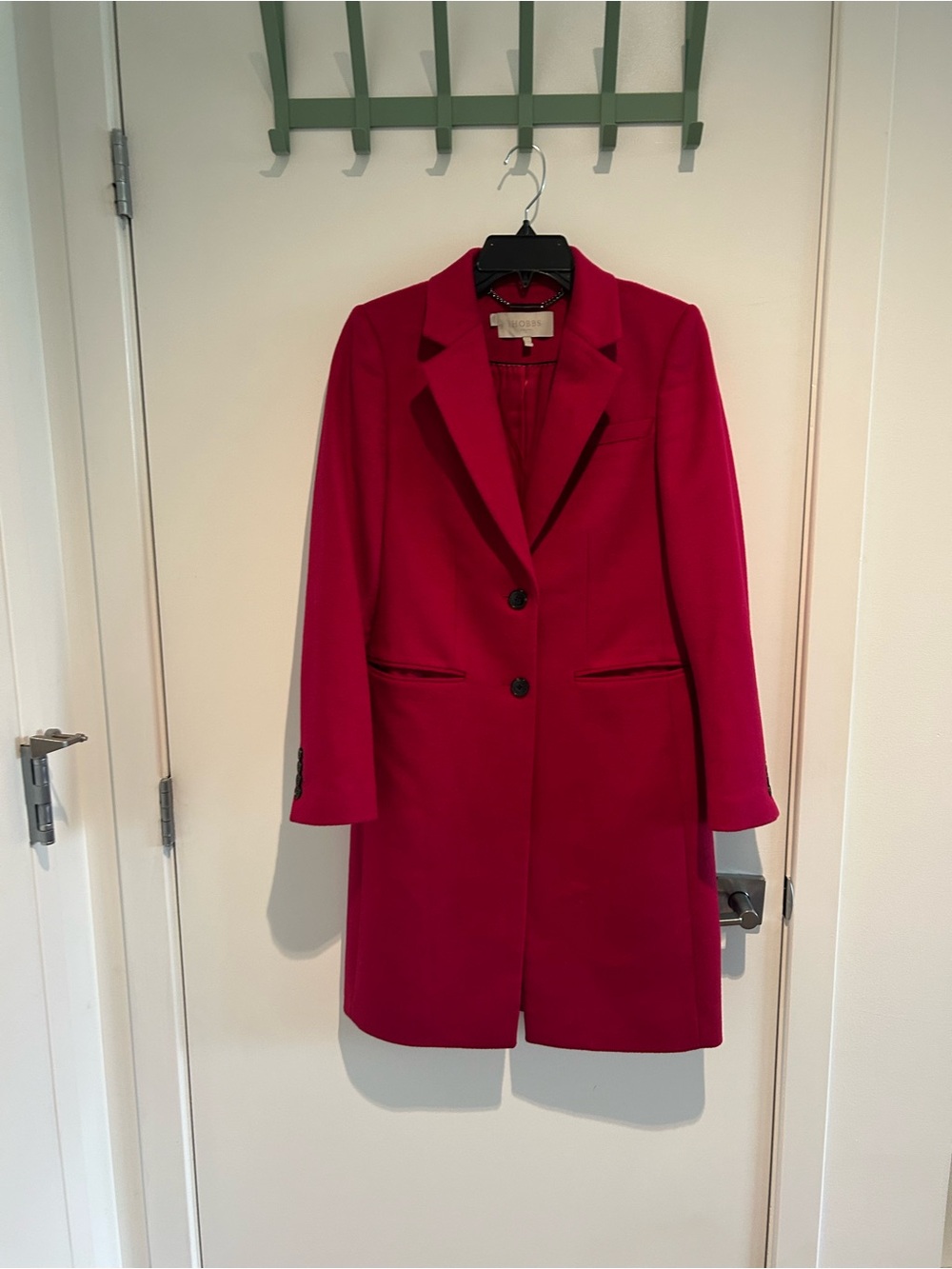 Hobbs Cranberry Longline Wool Coat